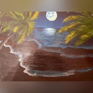 Tropical Moonlit Beach Canvas Art